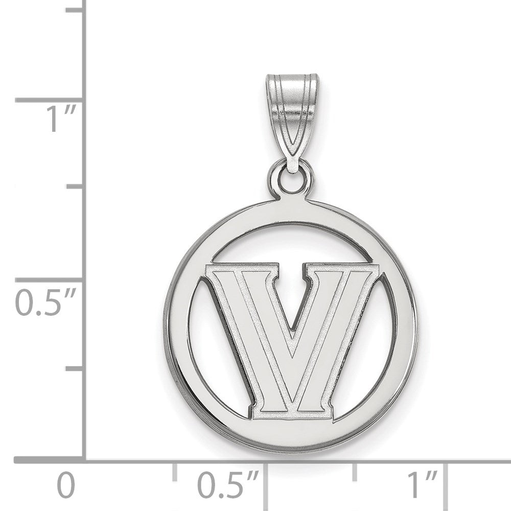 Sterling Silver Rhodium Plated Logoart Villanova University Letter V Small Circle Pendant