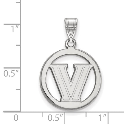 Sterling Silver Rhodium Plated Logoart Villanova University Letter V Small Circle Pendant