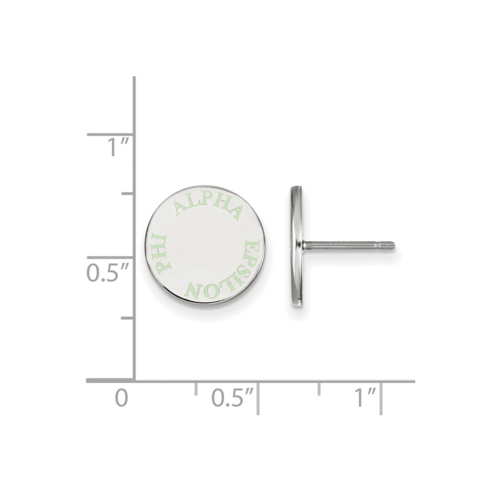Sterling Silver Rhodium Plated Logoart Alpha Epsilon Phi Sorority Text Color Enamel Post Earrings