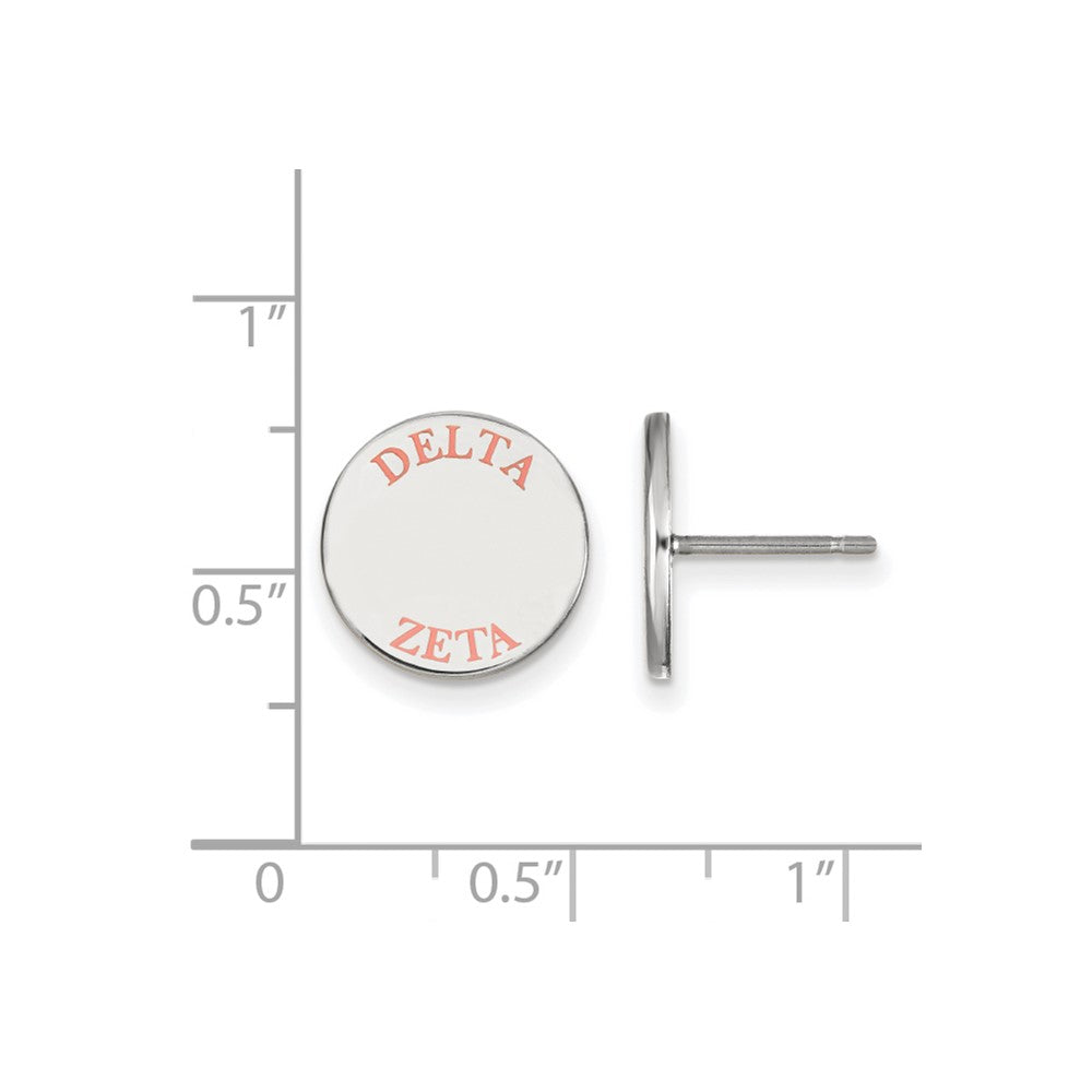 Sterling Silver Rhodium Plated Logoart Delta Zeta Sorority Text Color Enamel Post Earrings