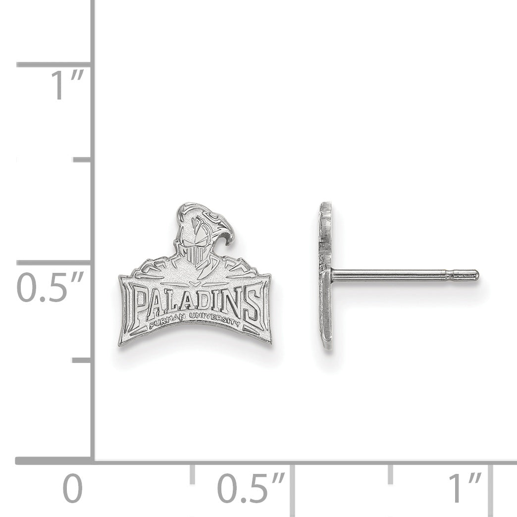 Sterling Silver Rhodium Plated Logoart Furman University Paladins Extra Small Post Earrings
