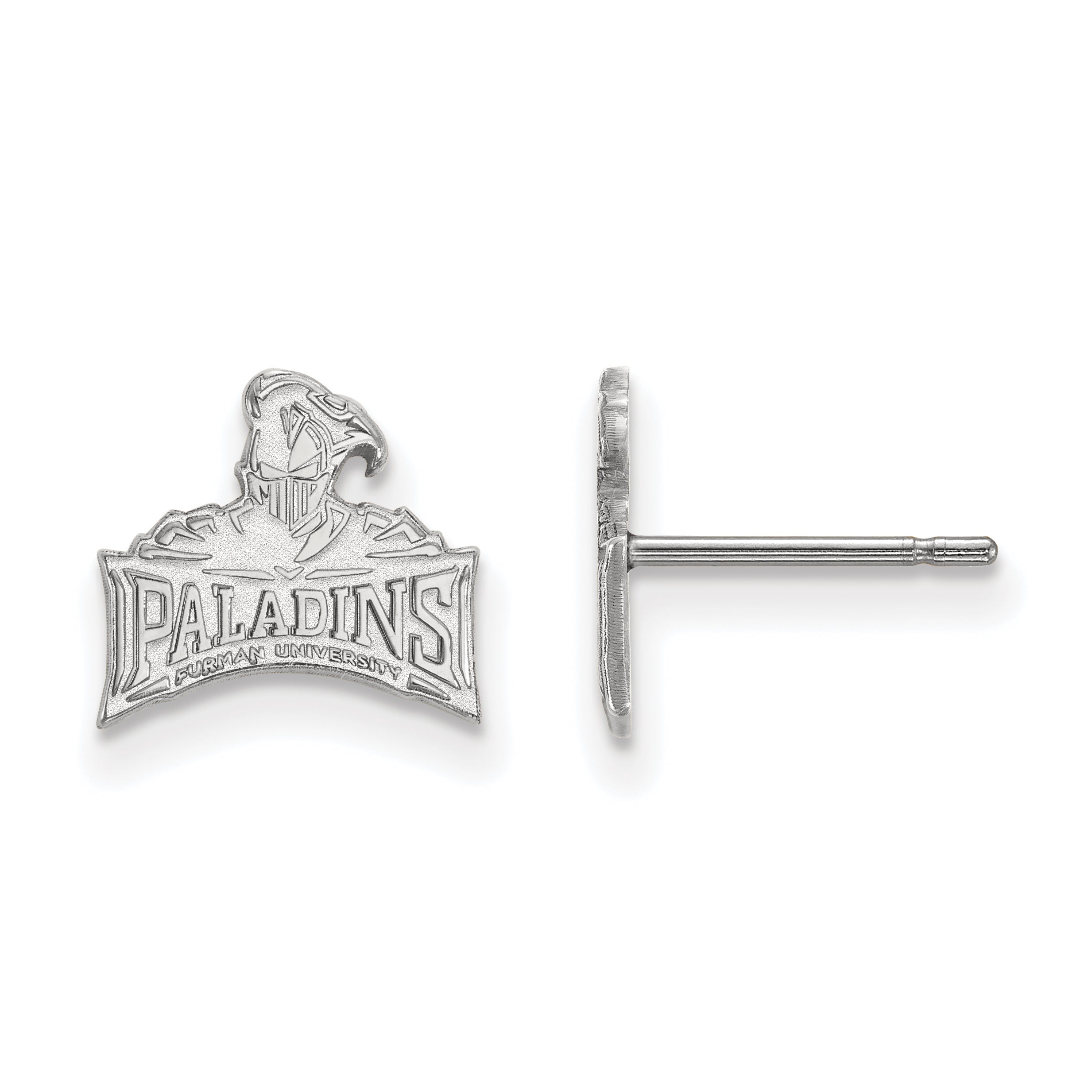 Sterling Silver Rhodium Plated Logoart Furman University Paladins Extra Small Post Earrings