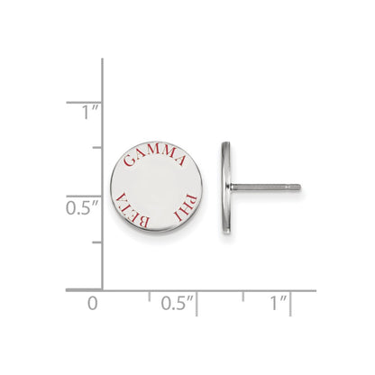 Sterling Silver Rhodium Plated Logoart Gamma Phi Beta Sorority Text Color Enamel Post Earrings