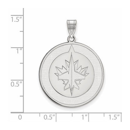Sterling Silver Rhodium Plated Nhl Logoart Winnipeg Jets Extra Large Pendant