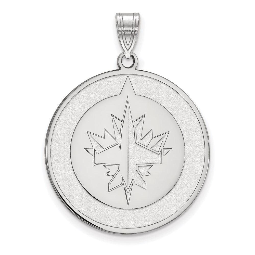Sterling Silver Rhodium Plated Nhl Logoart Winnipeg Jets Extra Large Pendant