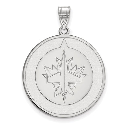 Sterling Silver Rhodium Plated Nhl Logoart Winnipeg Jets Extra Large Pendant