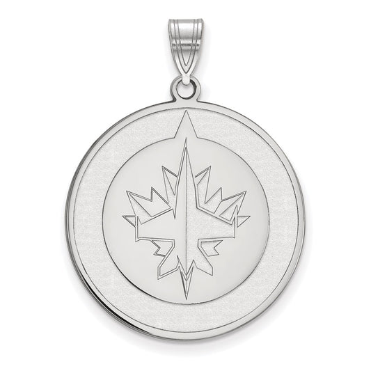 Sterling Silver Rhodium Plated Nhl Logoart Winnipeg Jets Extra Large Pendant