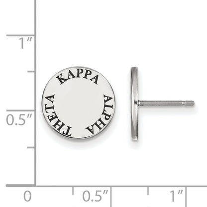 Sterling Silver Rhodium Plated Logoart Kappa Alpha Theta Sorority Text Color Enamel Post Earrings