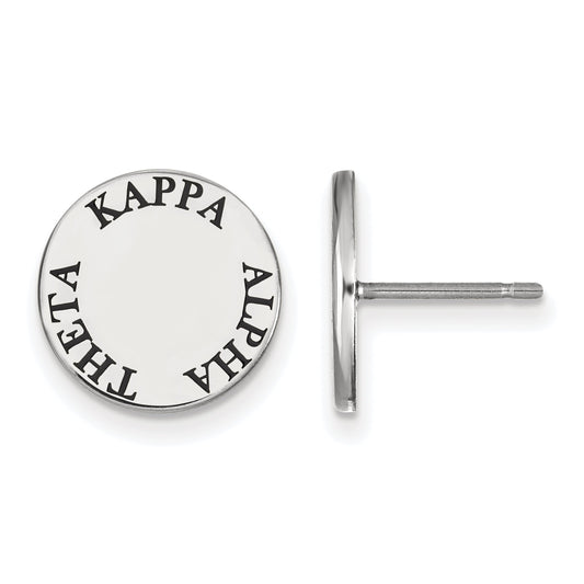 Sterling Silver Rhodium Plated Logoart Kappa Alpha Theta Sorority Text Color Enamel Post Earrings