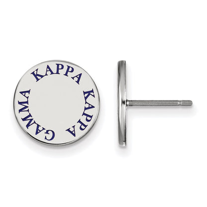 Sterling Silver Rhodium Plated Logoart Kappa Gamma Sorority Text Color Enamel Post Earrings