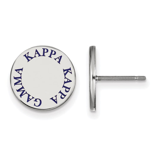 Sterling Silver Rhodium Plated Logoart Kappa Gamma Sorority Text Color Enamel Post Earrings
