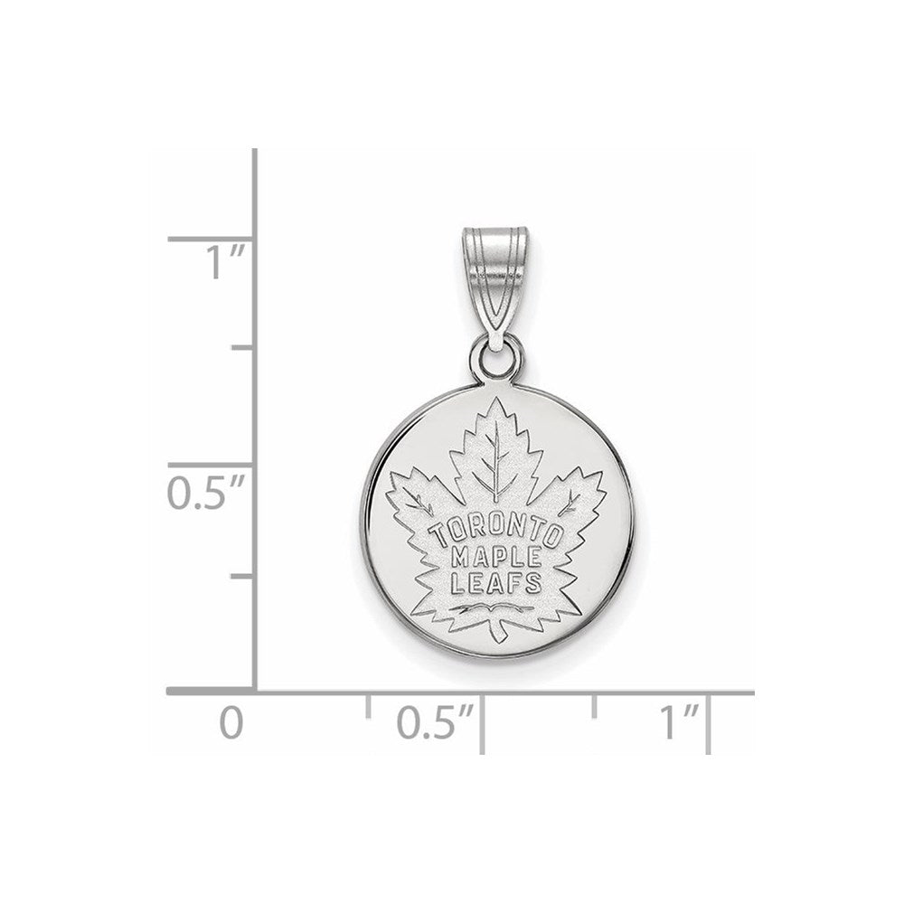 14K White Gold Nhl Logoart Toronto Maple Leafs Medium Disc Pendant