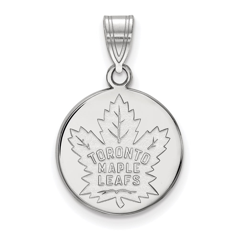 10K White Gold Nhl Logoart Toronto Maple Leafs Medium Disc Pendant
