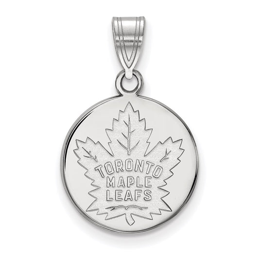 Sterling Silver Rhodium Plated Nhl Logoart Toronto Maple Leafs Medium Disc Pendant