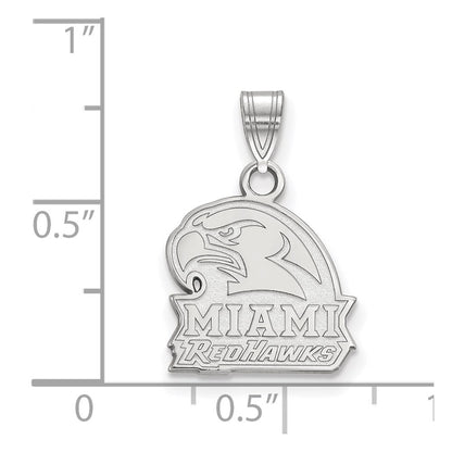 Sterling Silver Rhodium Plated Logoart Miami University Ohio Redhawks Small Pendant