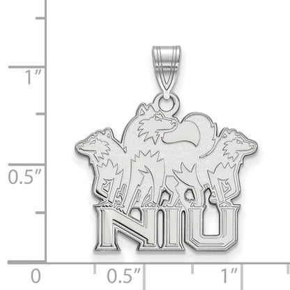 14K White Gold Logoart Northern Illinois University N I U With Huskies Large Pendant