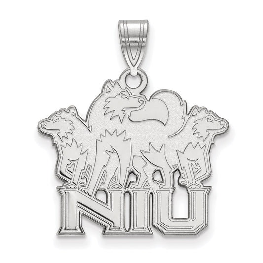 14K White Gold Logoart Northern Illinois University N I U With Huskies Large Pendant