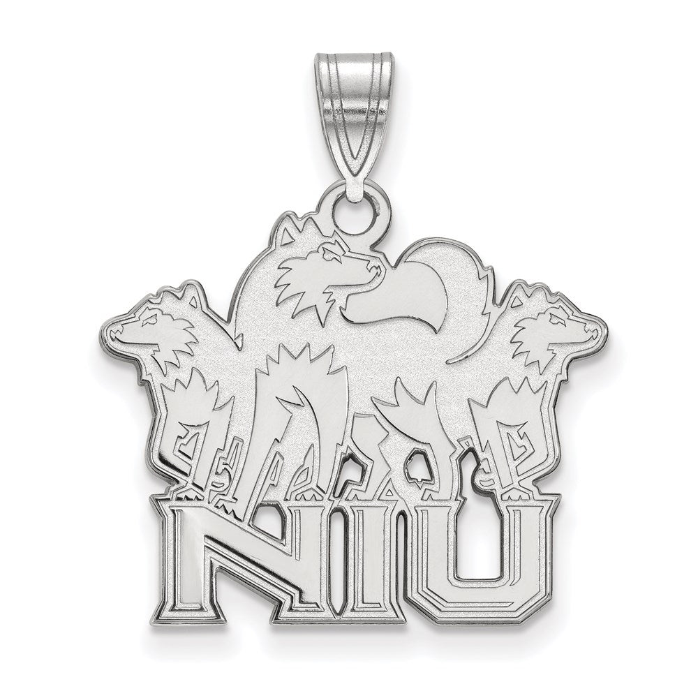 10K White Gold Logoart Northern Illinois University N I U With Huskies Large Pendant