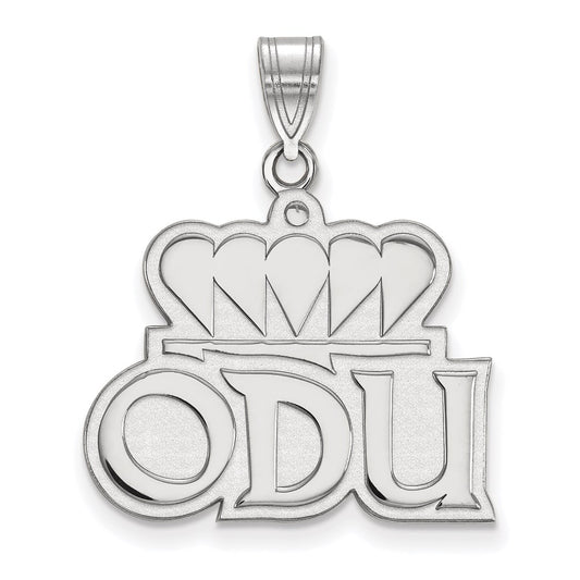 Sterling Silver Rhodium Plated Logoart Old Dominion University O D U Large Pendant