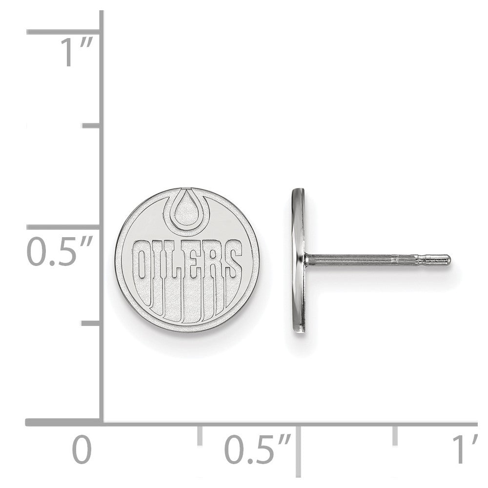 Sterling Silver Rhodium Plated Nhl Logoart Edmonton Oilers Extra Small Post Earrings