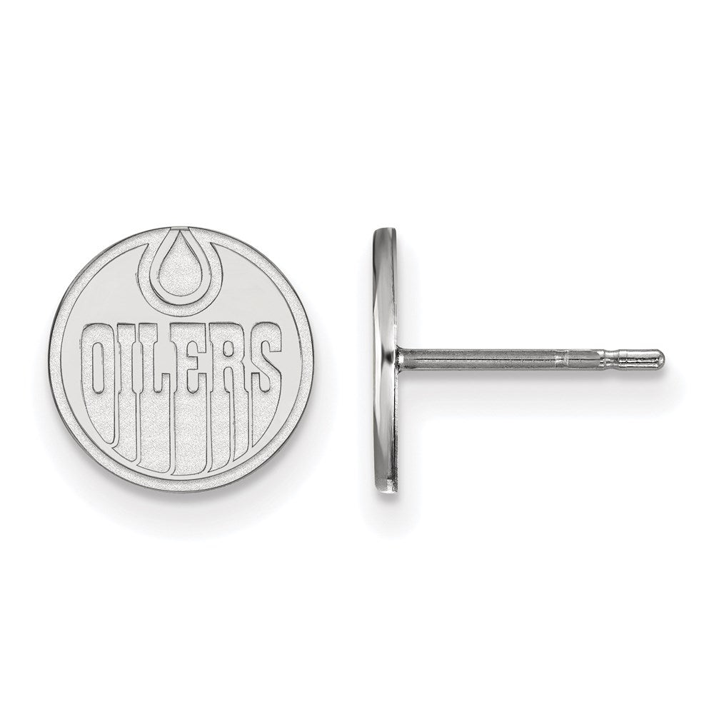 Sterling Silver Rhodium Plated Nhl Logoart Edmonton Oilers Extra Small Post Earrings
