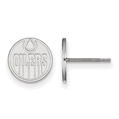 Sterling Silver Rhodium Plated Nhl Logoart Edmonton Oilers Extra Small Post Earrings