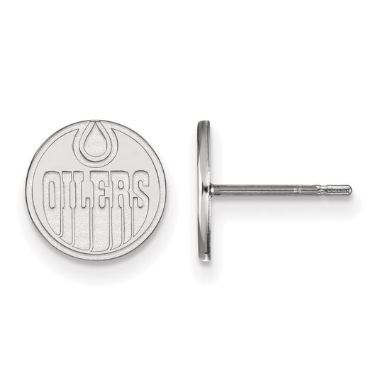 Sterling Silver Rhodium Plated Nhl Logoart Edmonton Oilers Extra Small Post Earrings