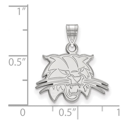 Sterling Silver Rhodium Plated Logoart Ohio University Bobcat Small Pendant