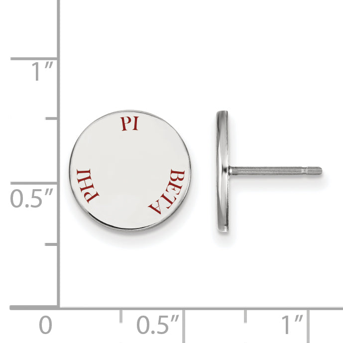 Sterling Silver Rhodium Plated Logoart Pi Beta Phi Sorority Text Color Enamel Post Earrings