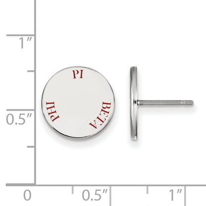Sterling Silver Rhodium Plated Logoart Pi Beta Phi Sorority Text Color Enamel Post Earrings