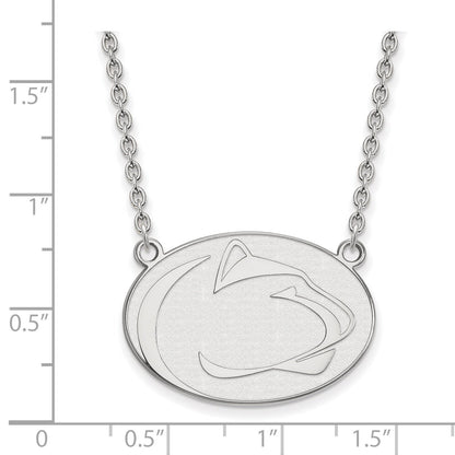 Sterling Silver Rhodium Plated Logoart Penn State University Lion Large Pendant 18 Inch Necklace