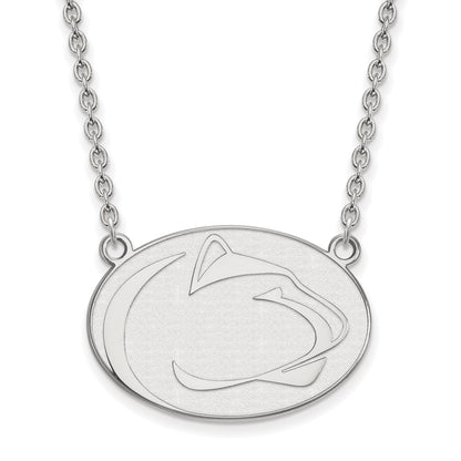 Sterling Silver Rhodium Plated Logoart Penn State University Lion Large Pendant 18 Inch Necklace
