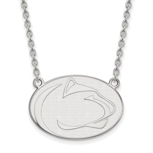 Sterling Silver Rhodium Plated Logoart Penn State University Lion Large Pendant 18 Inch Necklace