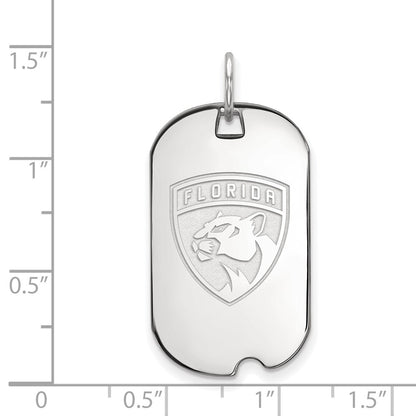 Sterling Silver Rhodium Plated Nhl Logoart Florida Panthers Small Dog Tag Pendant