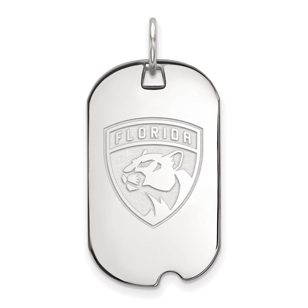 Sterling Silver Rhodium Plated Nhl Logoart Florida Panthers Small Dog Tag Pendant
