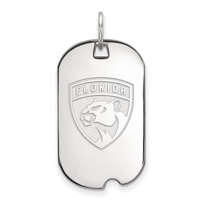 Sterling Silver Rhodium Plated Nhl Logoart Florida Panthers Small Dog Tag Pendant