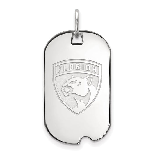 Sterling Silver Rhodium Plated Nhl Logoart Florida Panthers Small Dog Tag Pendant