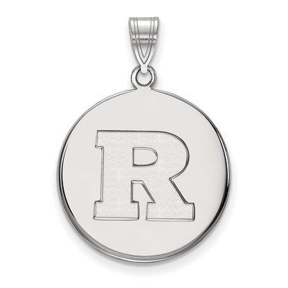 10K White Gold Logoart Rutgers University Letter R Large Disc Pendant
