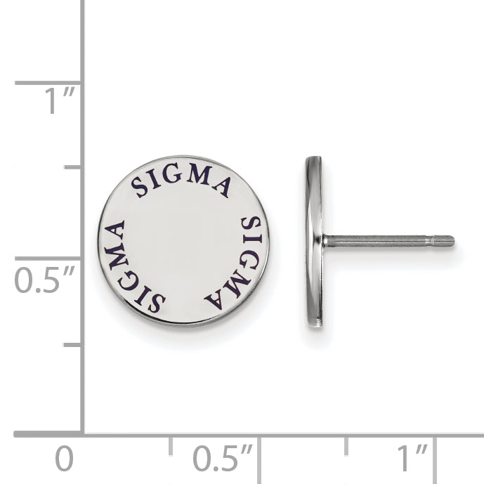 Sterling Silver Rhodium Plated Logoart Sigma Sorority Text Color Enamel Post Earrings