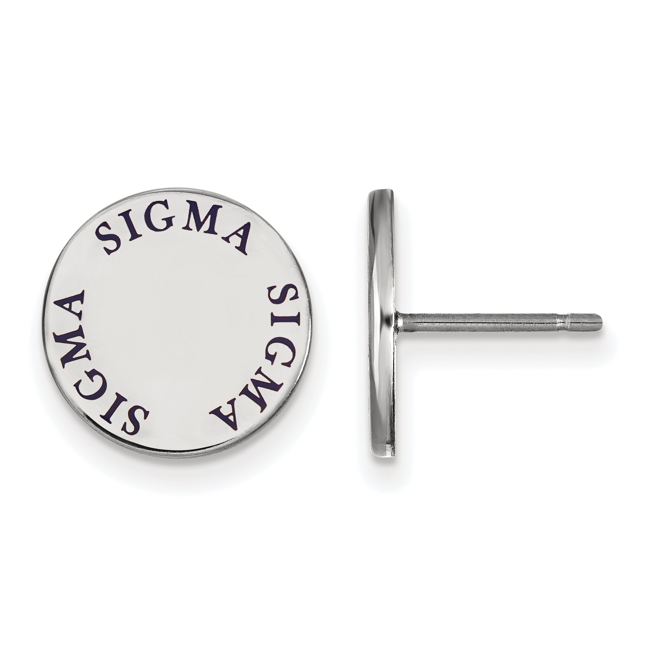 Sterling Silver Rhodium Plated Logoart Sigma Sorority Text Color Enamel Post Earrings