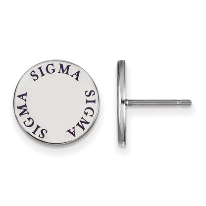 Sterling Silver Rhodium Plated Logoart Sigma Sorority Text Color Enamel Post Earrings