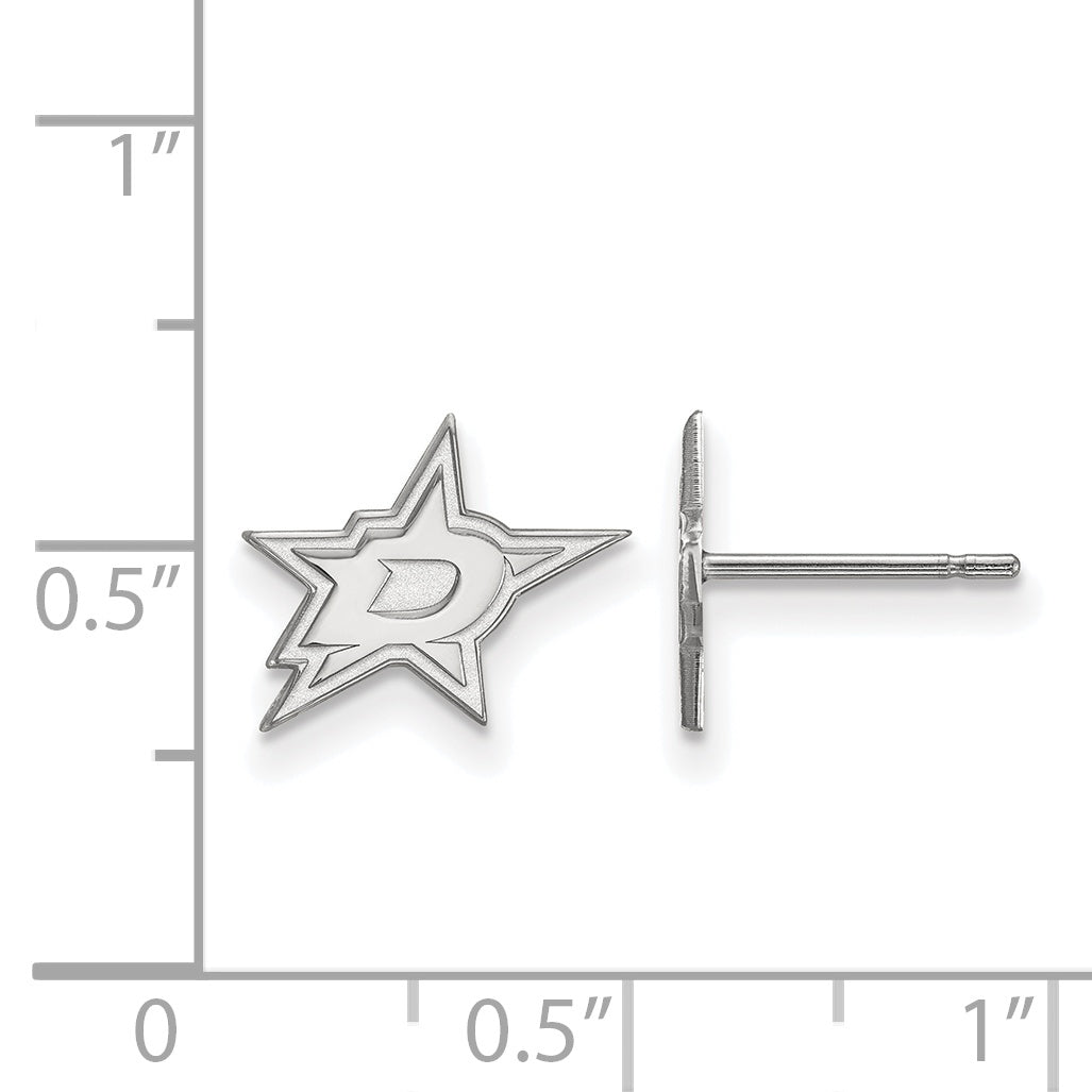 Sterling Silver Rhodium Plated Nhl Logoart Dallas Stars Extra Small Post Earrings