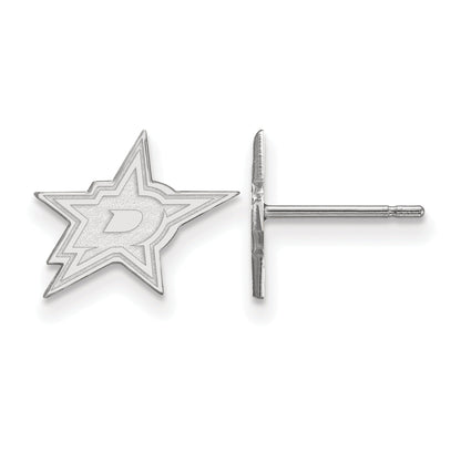 Sterling Silver Rhodium Plated Nhl Logoart Dallas Stars Extra Small Post Earrings