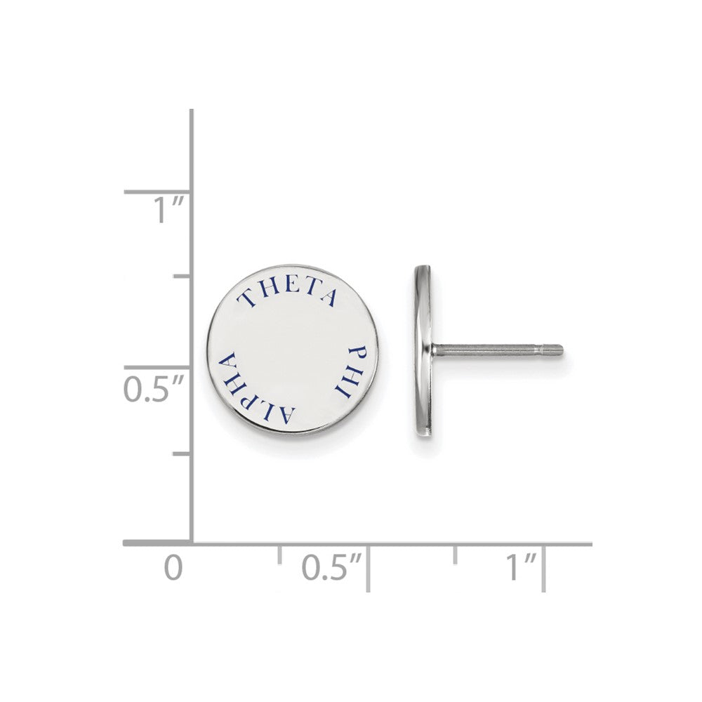 Sterling Silver Rhodium Plated Logoart Theta Phi Alpha Sorority Text Color Enamel Post Earrings