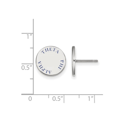 Sterling Silver Rhodium Plated Logoart Theta Phi Alpha Sorority Text Color Enamel Post Earrings