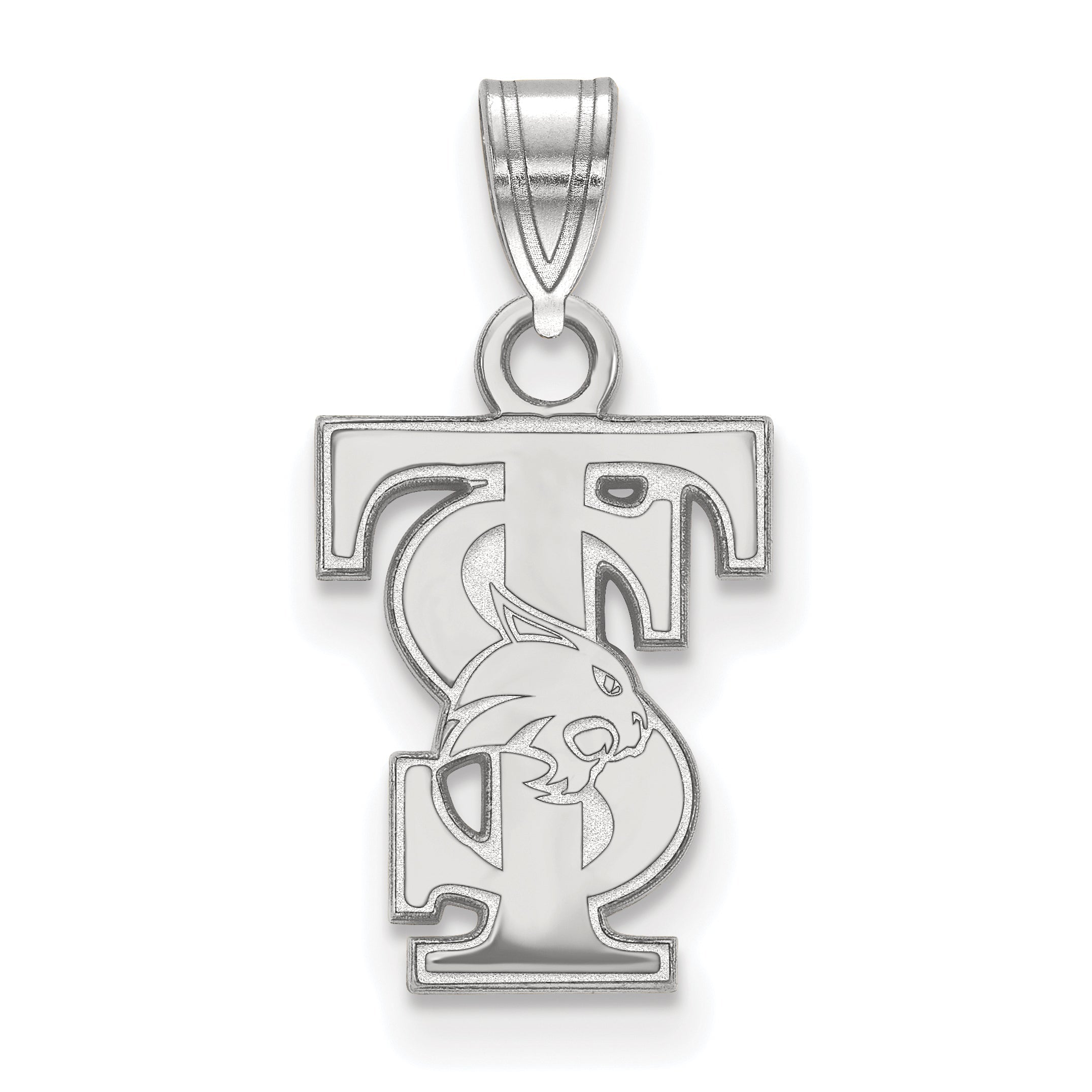 Sterling Silver Rhodium Plated Logoart Texas State University T S Small Pendant