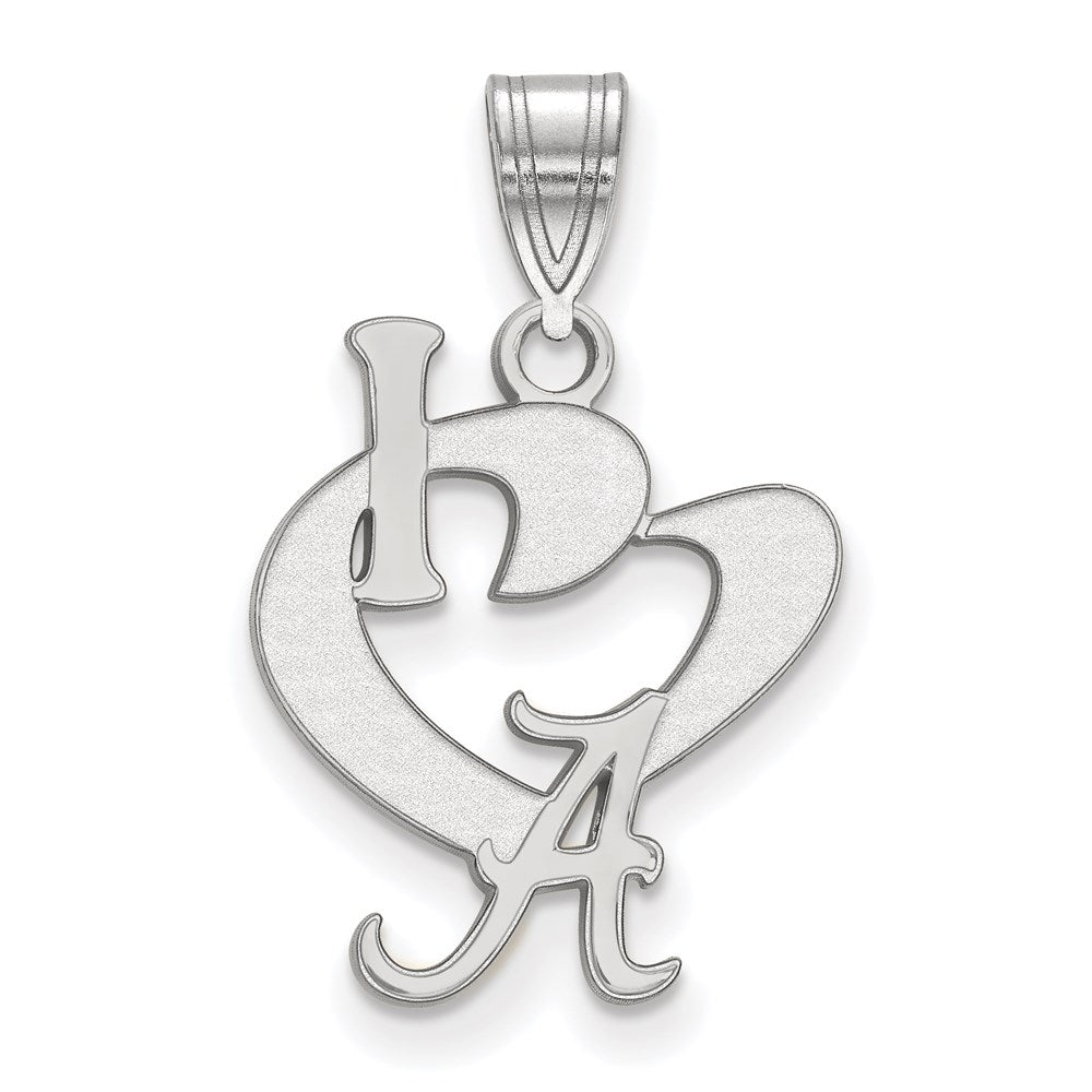 Sterling Silver Rhodium Plated Logoart University Of Alabama Large I Heart Logo Pendant