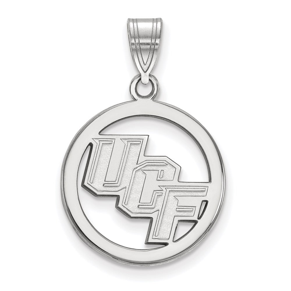 Sterling Silver Rhodium Plated Logoart University Of Central Florida U C F Medium Circle Pendant