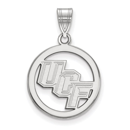 Sterling Silver Rhodium Plated Logoart University Of Central Florida U C F Medium Circle Pendant