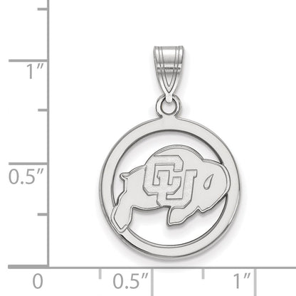 Sterling Silver Rhodium Plated Logoart University Of Colorado Buffalo Medium Circle Pendant